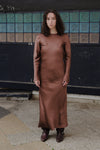 BASERANGE Linen Didin Long Sleeve Dress France BAS-DRDYL-VI-SP24-SHENZONG Dark Brown